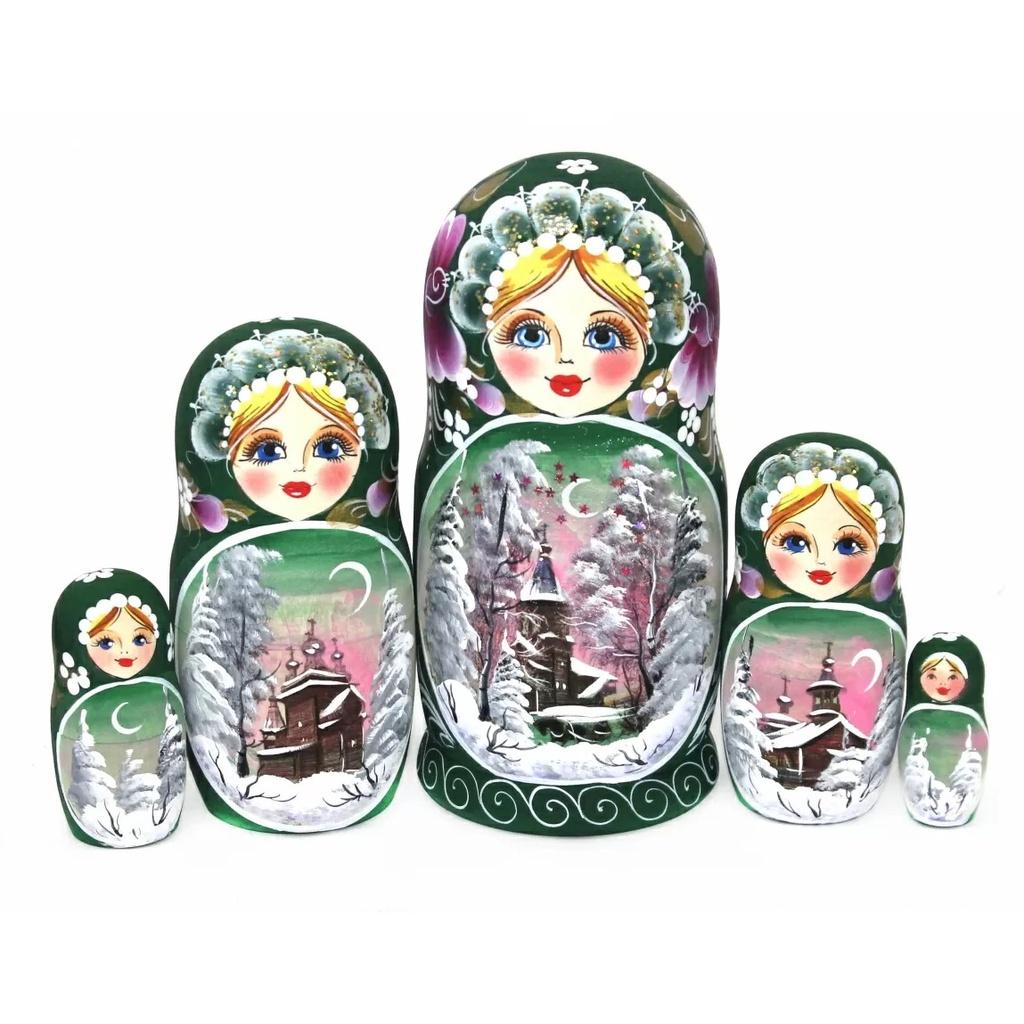 (RẤT ĐẸP VÀ ĐỘC ĐÁO) BỘ BÚP BÊ NGA MATRYOSHKA 5 LỚP 18CM QUÀ LƯU NIỆM 