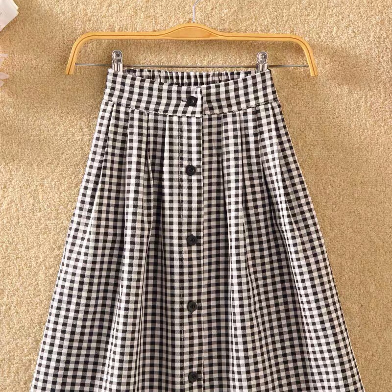 Chân váy xòe caro phối nút sang trọng - nhiều size và màu, form dáng chuẩn thích hợp mặc đi làm, dạo phố