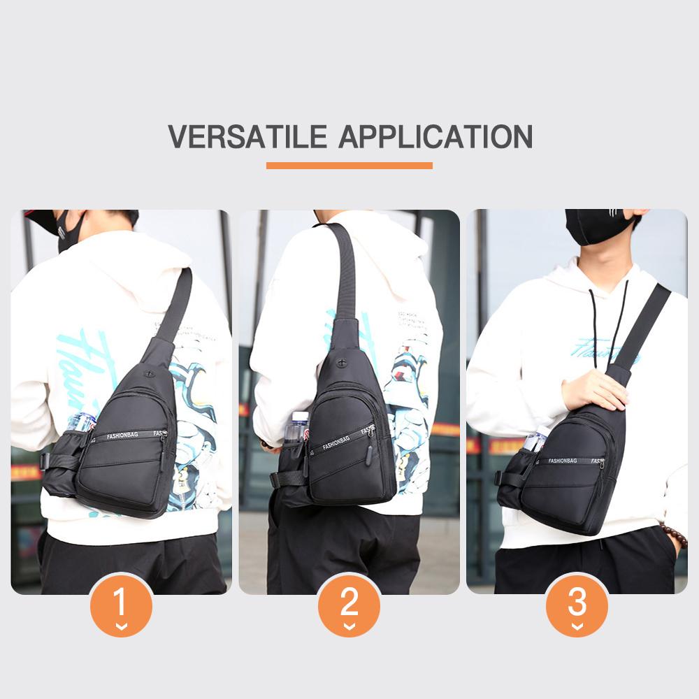 Men Waterproof Sling Bag Ultralight Crossbody Backpack Adjustable Strap Chest Bag Shoulder Daypack With headphone jack