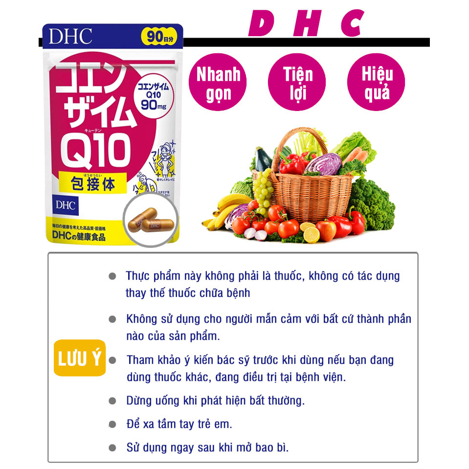 Viên uống chống lão hóa da DHC Nhật Bản Coenzyme Q10 thực phẩm chức năng bổ sung vitamin C làm đẹp da, hỗ trợ não bộ JN-DHC-COE