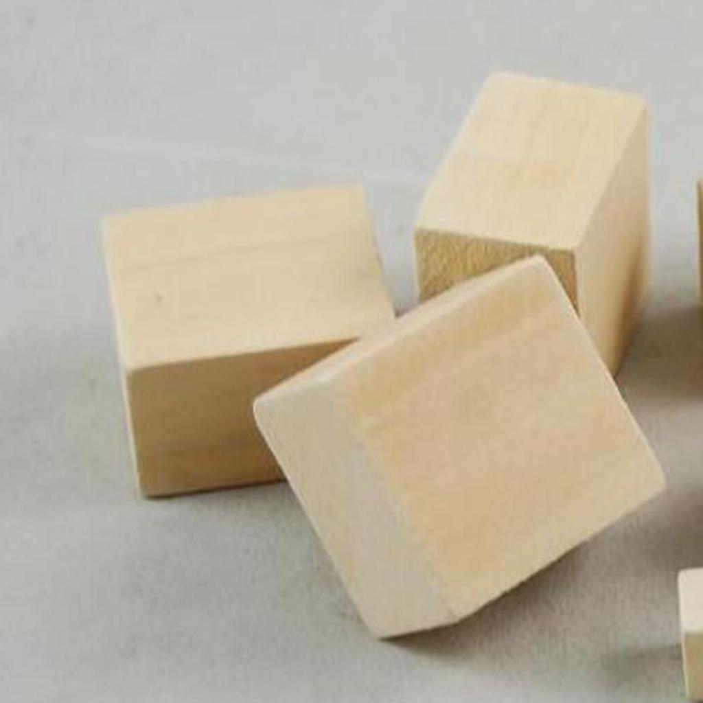 Natural Blank Wooden Cube Beads Children Unfinished DIY Craft Wood Blocks