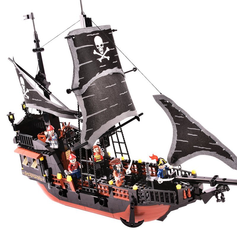 Đồ chơi lắp ráp Tàu Ngọc Trai Đen Black Pearl dài 55cm , lắp ghép mô hình Tàu hải tặc cướp biển