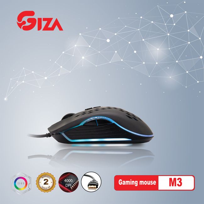 Chuột chuyên game GIZA M3- cổng USB HN Led RGB Gaming 4000 DPI - HÀNG NHẬP KHẨU