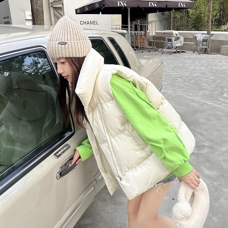 Phao Ghi Lê Nữ, Áo khoác sát nách 3 màu đen nâu trắng thời trang Hàn. MET SHOP