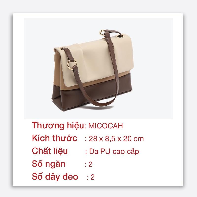 Túi xách kẹp nách nữ chính hãng MICOCAH dáng công sở thời trang phối màu Vintage da cao cấp MC121