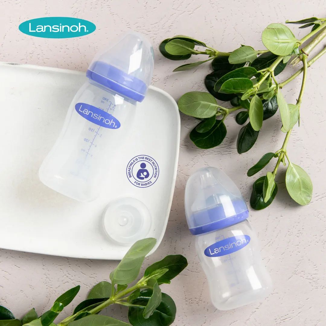 [MUA 2 BÌNH TẶNG 1 NÚM] 2 Bình Sữa Cổ Rộng Lansinoh 160ml +240ml TẶNG 1 Núm Vú Cổ Rộng Lansinoh Size F