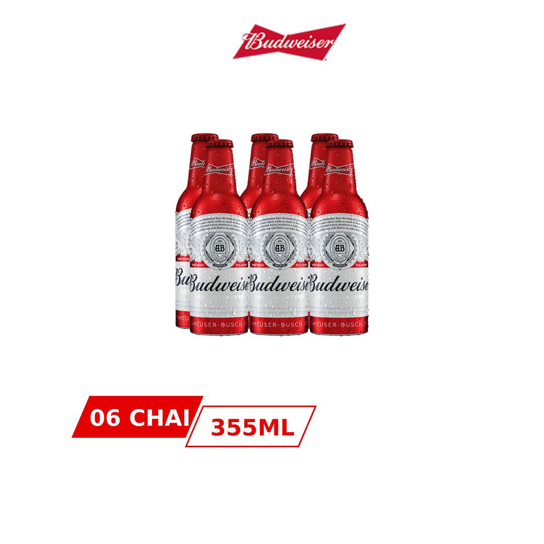 Lốc 6 Chai Budweiser Aluminum Chính Hãng (355ml/ chai)