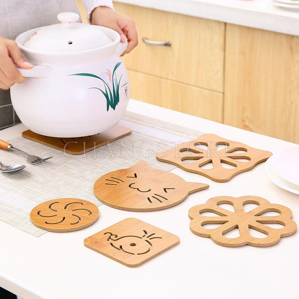 Miếng Lót Đáy Nồi, Cốc Chén Cách Nhiệt Chống Nóng Bằng Gỗ