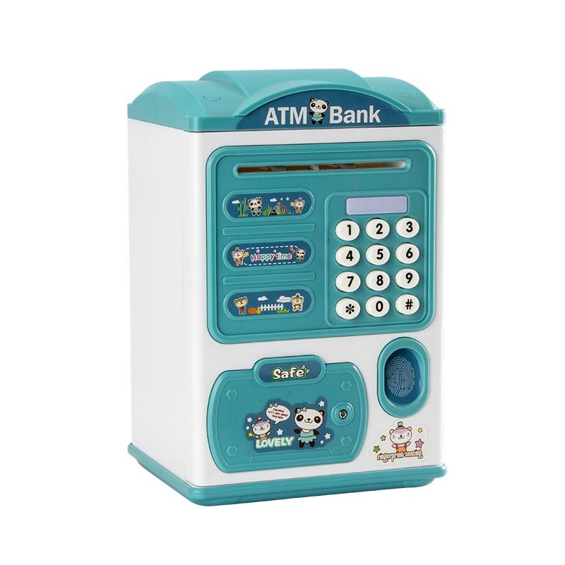 Két Sắt Đựng Tiền Cho Bé Đồ Chơi Thông Minh Mô Phỏng như trụ ATM rút tiền tự động bằng dấu vân tay
