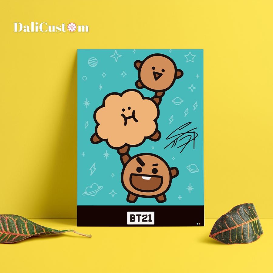 Tranh Tô Màu Theo Số BT21 BTS KOYA RJ SHOOKY MANG CHIMMY COOKY Tranh Có Sẵn