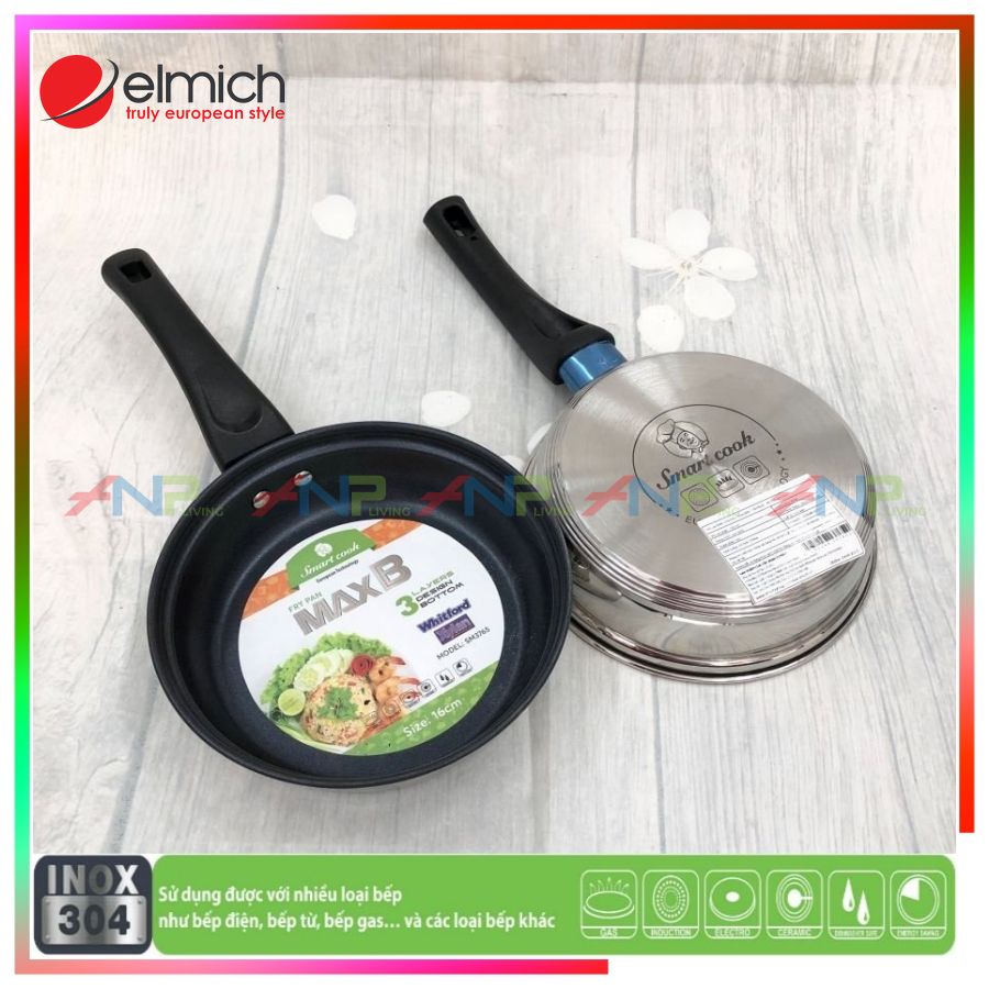 CHẢO INOX 3 ĐÁY CHỐNG DÍNH ELMICH SMARTCOOK MAX B - Hàng Chính Hãng