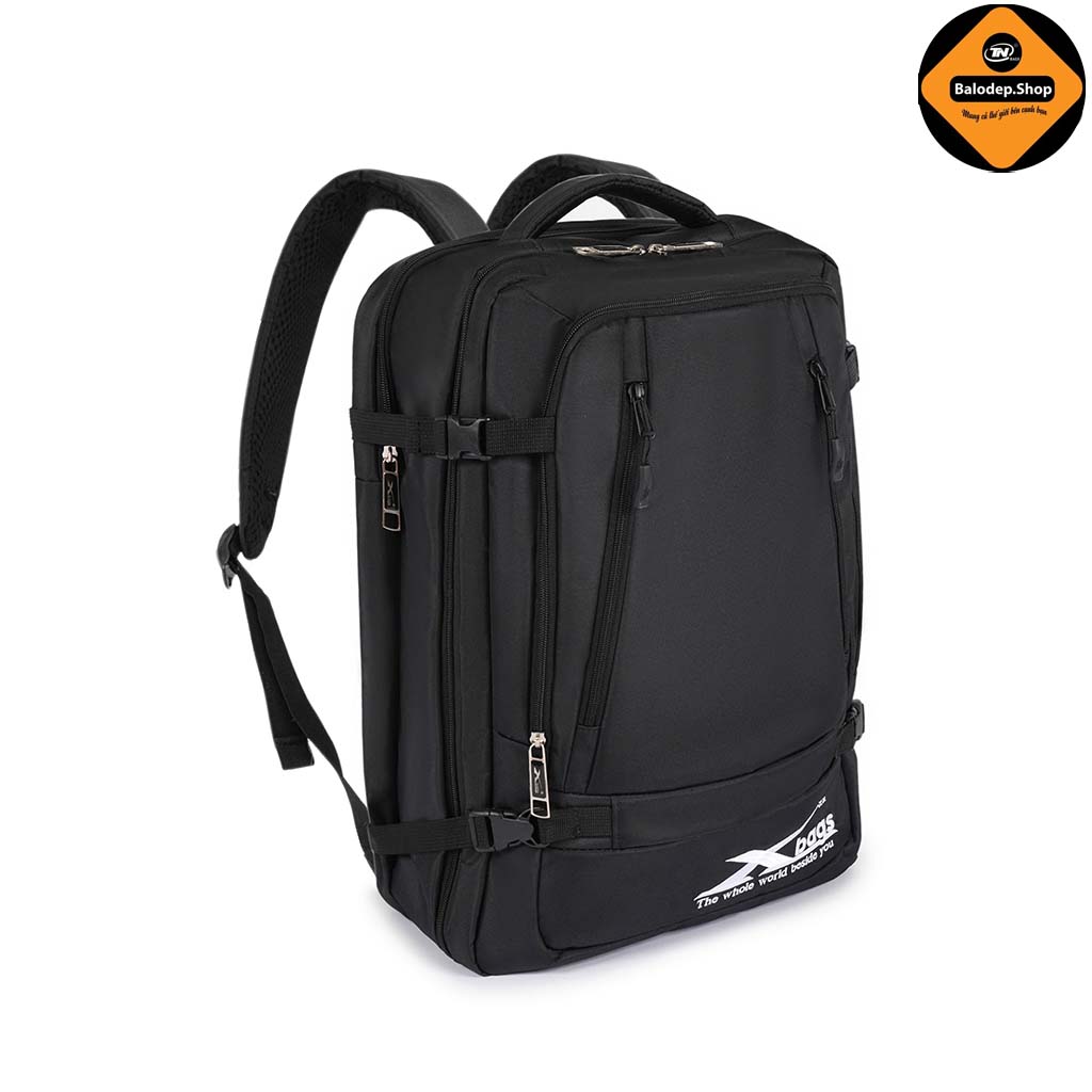 Balo Laptop Size Lớn Xbags Leader Cao Cấp Màu Đen, Đựng Được Laptop 17 Inch, Thiết Kế Mở 180 Độ, Nhiều Ngăn, Chống Nước, Chống Sốc, Phù Hợp Đi Làm Du Lịch!