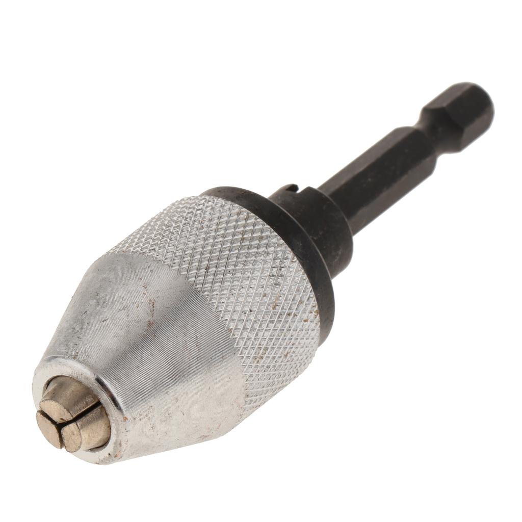 Keyless Hex Shank Drill Chuck Adapter Conversion Tool 0.3-6.5mm Silver