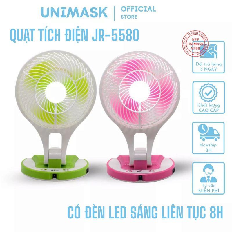 QUẠT GẤP TÍCH ĐIỆN MINI FAN JR-5580 CÓ THỂ SẠC HOẶC SỬ DỤNG ĐIỆN TRỰC TIẾP, CÓ ĐÈN SIÊU SÁNG-MÀU NGẪU NHIÊN