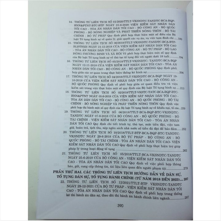 Hình ảnh Các Thông Tư Liên Tịch Của Tòa Án Nhân Dân Tối Cao - Viện Kiểm Sát Nhân Dân Tối Cao - Bộ Tư Pháp - Bộ Công An - Bộ Quốc Phòng Về Hình Sự, Dân Sự, Hành Chính, Kinh Tế, Thương Mại, Lao Động Từ Năm 2016-2023 (V2199D)