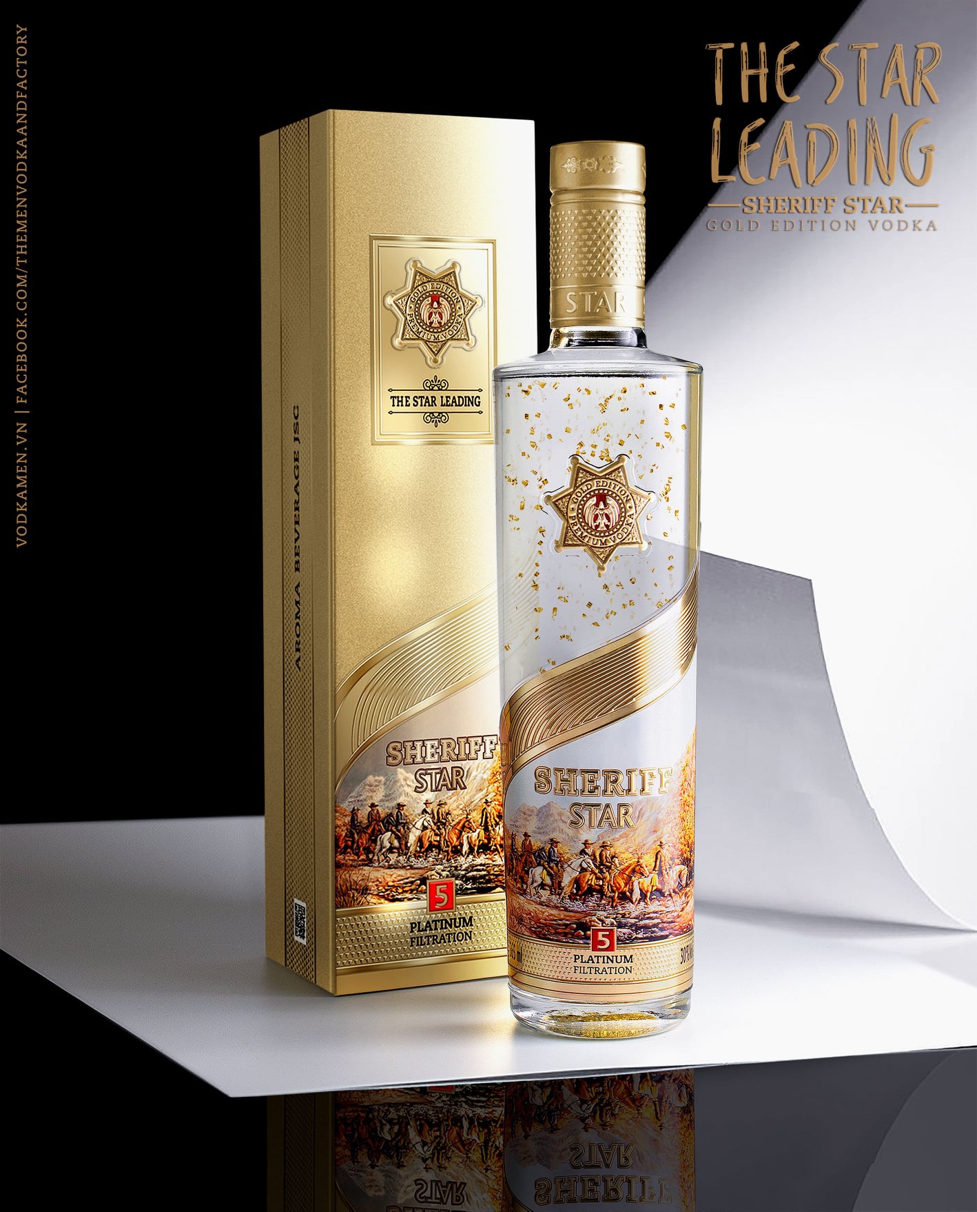 Rượu Men' Vodka Sheriff Gold Star 30% chai 565ml