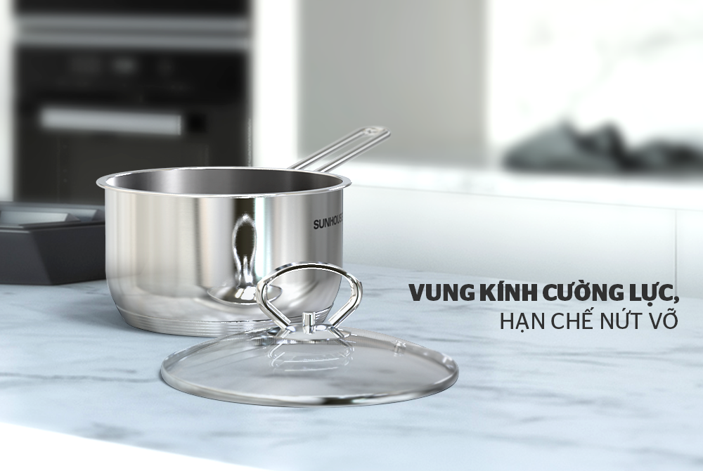NỒI QUẤY BỘT INOX 5 ĐÁY SUNHOUSE 16CM