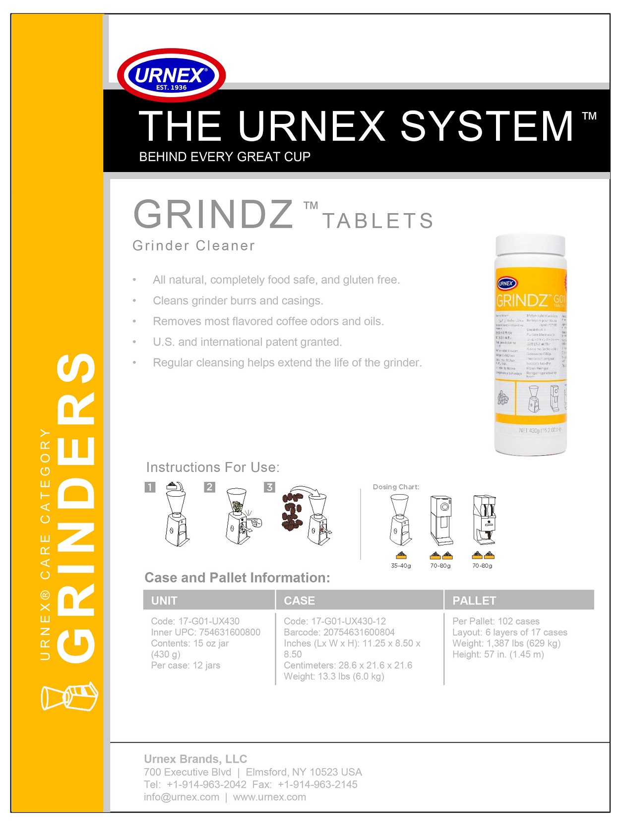 Viên vệ sinh máy xay cà phê Urnex Grindz - Hàng nhập khẩu