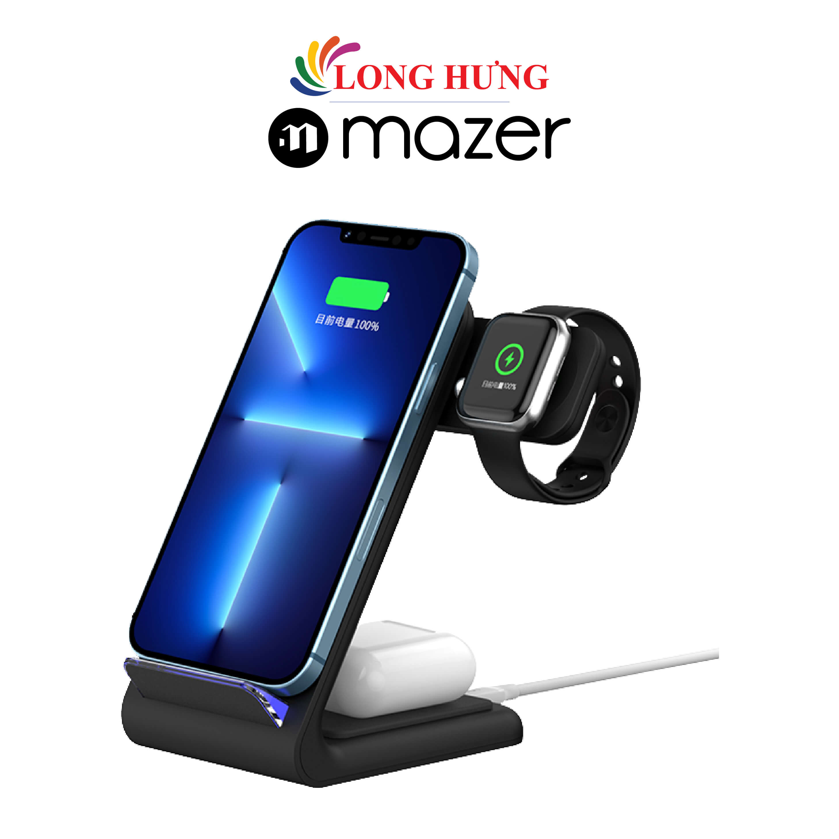 Đế sạc không dây Mazer Infinite.Boost Wi.DESK Trio Swing Charging Stand III M-Wi.DESK390 - Hàng chính hãng