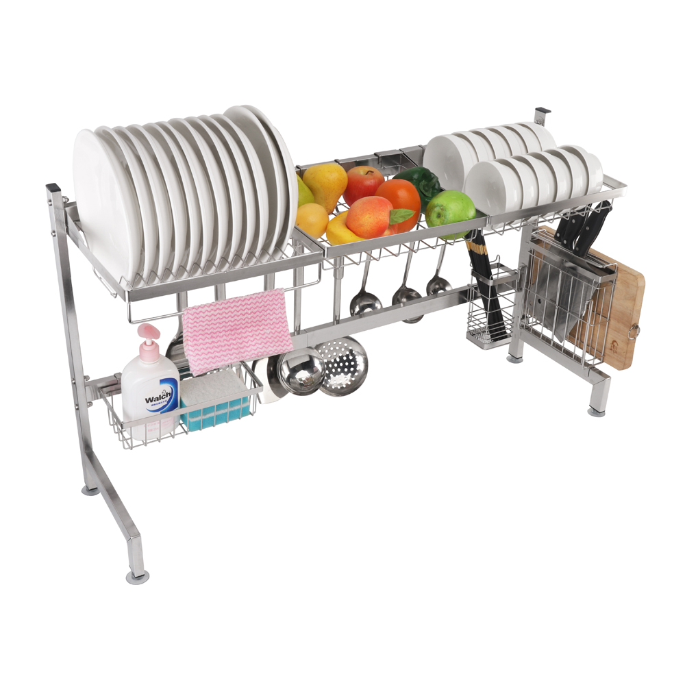 Kệ Bếp - Kệ Chén Inox, Kệ Úp Chén, Kệ Để Chén Bát Trên Bồn Rửa INOX Trắng 201 SUZUMI Cao Cấp - 95 Cm
