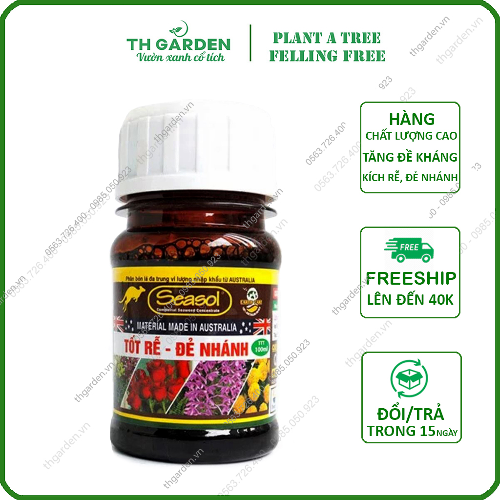 Phân Bón Seasol TH Garden 100ml - Phân Bón Lá Từ Tảo Biển Đa Trung Vi Lượng Nhập Khẩu Úc - Kích rễ, đẻ nhánh