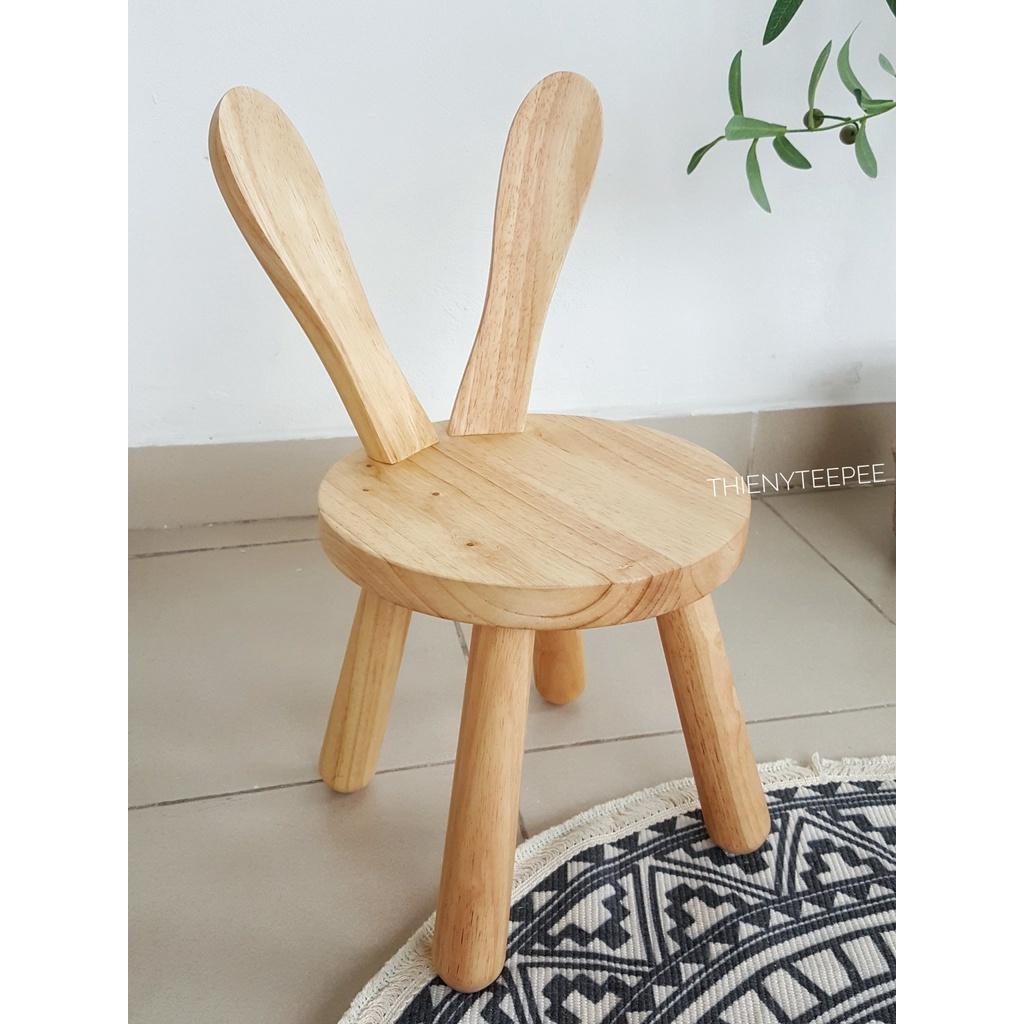 Ghế gỗ cho bé, ghế gỗ tai thỏ, tai hươu đáng yêu. Ghế gỗ tự nhiên cao cấp dành cho bé mầm non