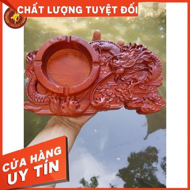 Gạt tàn gỗ hương hình rồng đục tay liền khối siêu đẹp