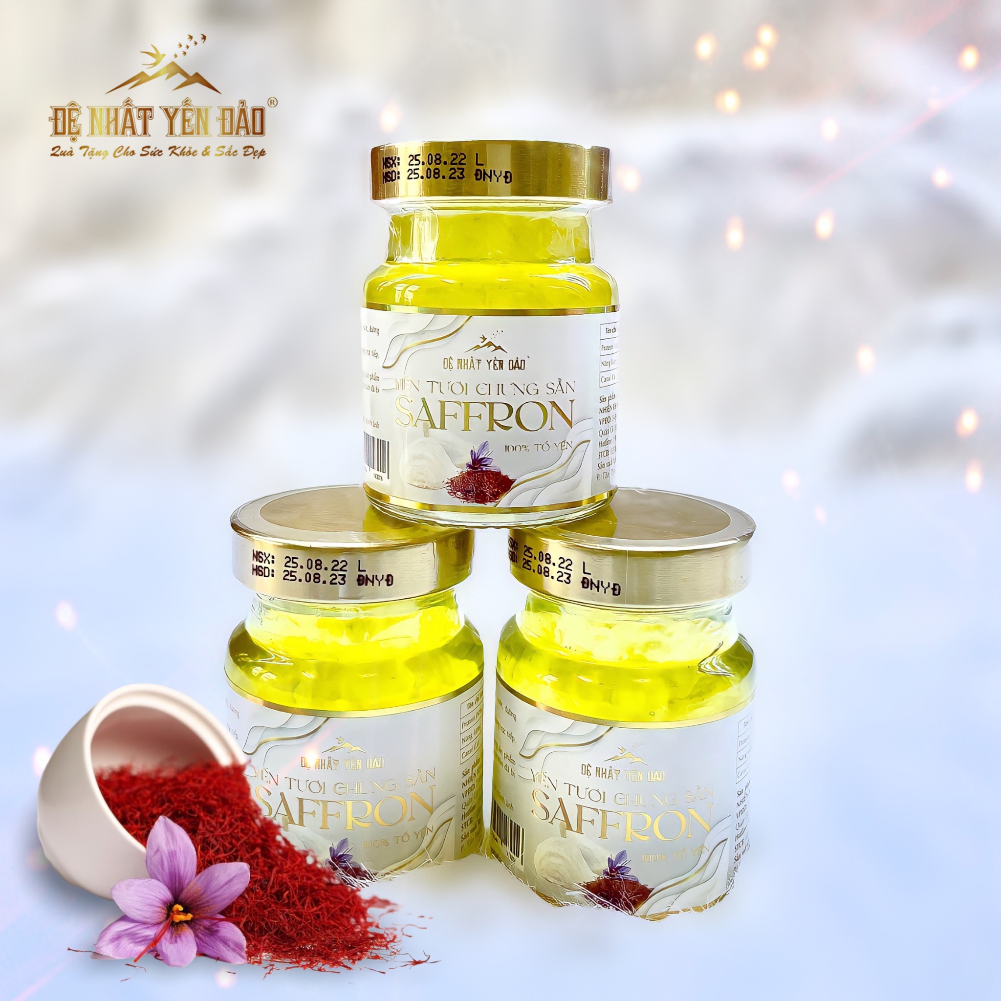 YẾN TƯƠI CHUNG SẲN SAFFRON - 100% TỔ YẾN ĐẢO - ĐẸP DA - CẢI THIỆN TRÍ NHỚ, GIẤC NGỦ - CHỐNG TRẦM CẢM - PHÒNG NGỪA BỆNH TIM MẠCH - GIẢM CÁC TRIỆU CHỨNG KINH NGUYỆT