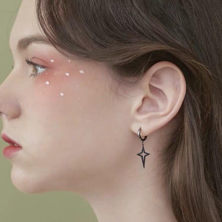 Bông Tai Khuyên Nam Nữ Unisex Ngôi Sao Đen