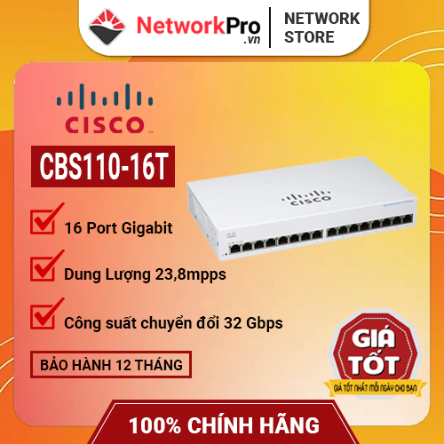 Switch Cisco CBS110-16T-EU Chính Hãng 16-port GE