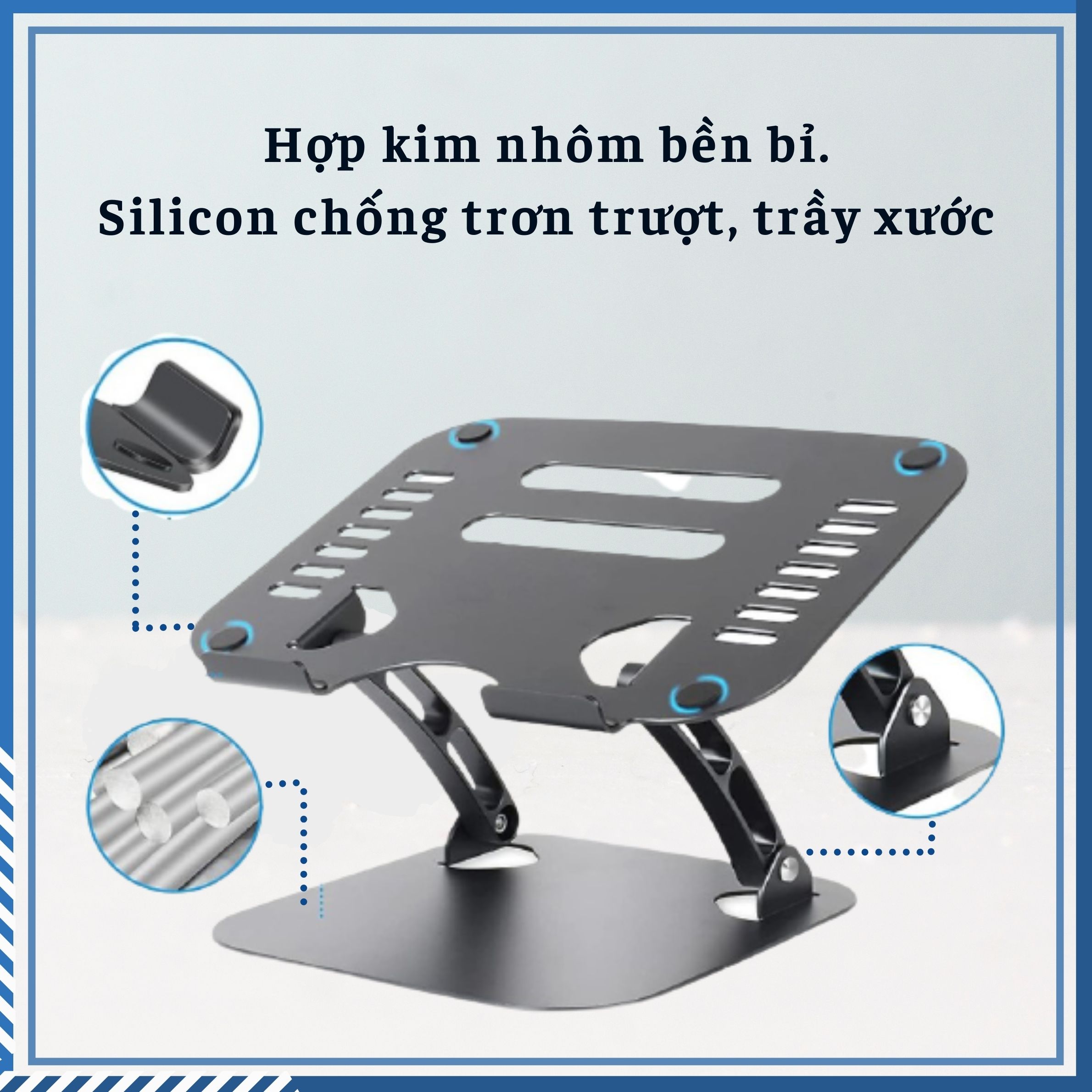 Giá Đỡ Laptop Hợp Kim Nhôm Cao Cấp, Hỗ Trợ Tản Nhiệt, Chống Trơn Trượt Tiện Lợi Dành Cho Laptop 10-17inch