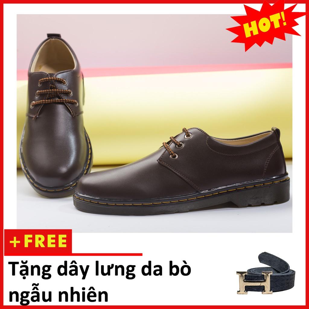 Giày Boot Nam Cổ Lửng Đế Khâu Da Trơn Màu Nâu Phong Cách - M354-NAU (TL)-NAU