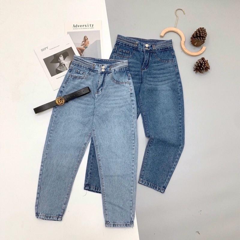 Quần jean bò baggy nữ cạp cao hàng Quảng Châu phong cách Hàn Quốc sành điệu style năm 2021