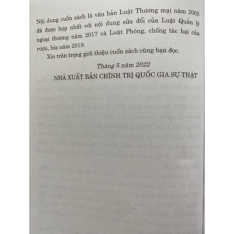 Luật Thương mại (Hiện hành) (Sửa đổi năm 2017, 2019) - xuất bản năm 2022