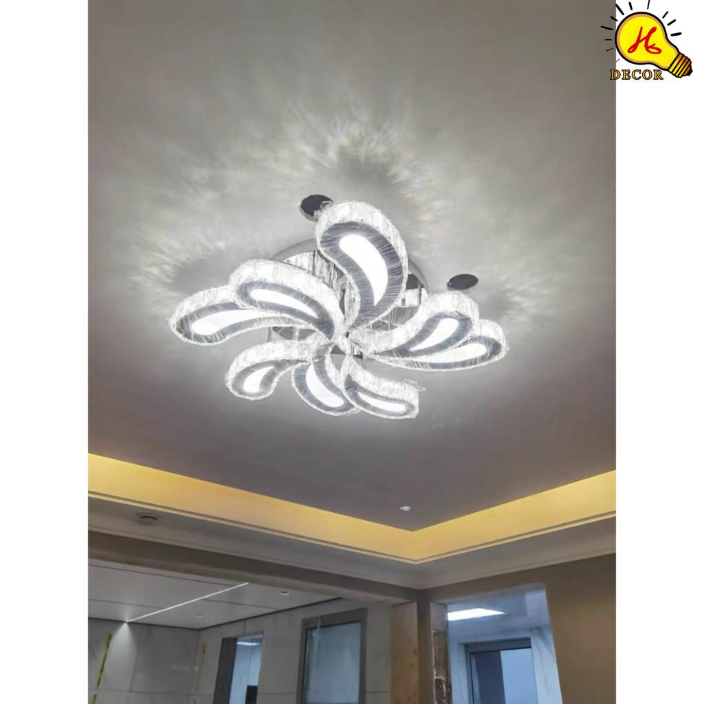 Đèn ốp trần pha lê phòng khách, phòng ngủ HQ - mã PLM5601 - ánh sáng 3 màu đẹp mắt, tạo không gian ấm áp HQ DECOR (HÀNG NHẬP KHẨU)