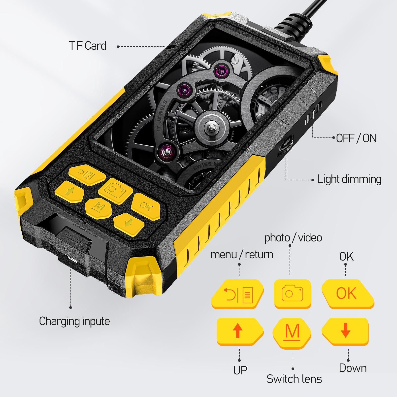 Industrial Endoscope Camera 1080P 4.3 " IPS Single Dual Lens Pipe Car Inspection Camera IP68 Waterproof 8 LEDs For Sewer Engine