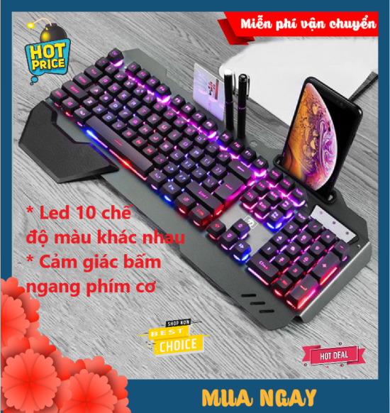 Bộ bàn phím và chuột XSmart kèm lót chuột siêu to chơi game làm việc cực đỉnh, combo full LED đổi màu K618+V7+ lót lớn - Hàng Chính Hãng