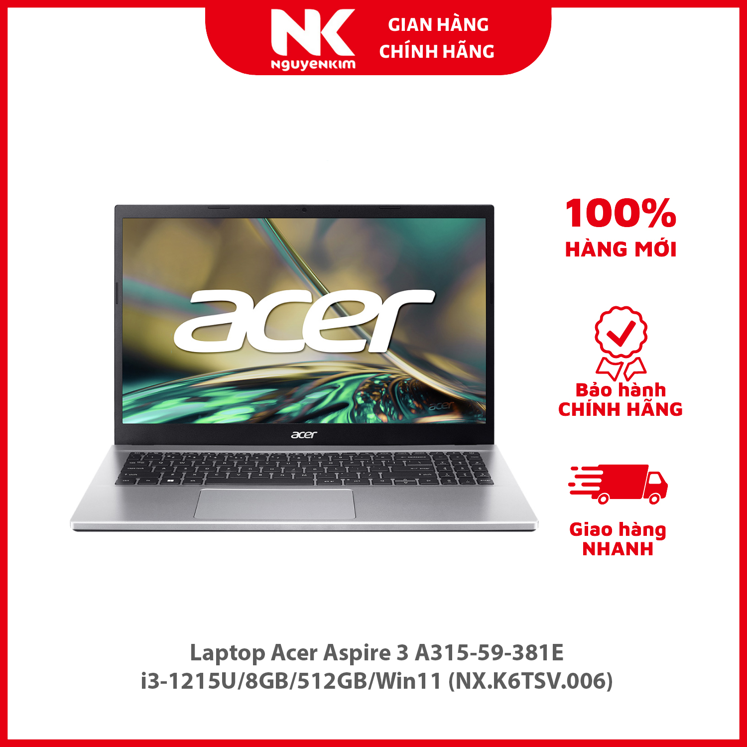 Laptop Acer Aspire 3 A315-59-381E i3-1215U/8GB/512GB/Win11 (NX.K6TSV.006) - Hàng chính hãng