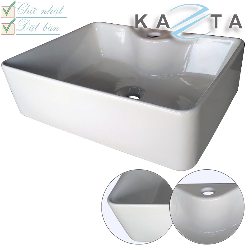 Lavabo Đặt Bàn Chữ Nhật Nhiều Hoạ Tiết May Mắn KAZTA - Hươu xanh, hoa mai,..