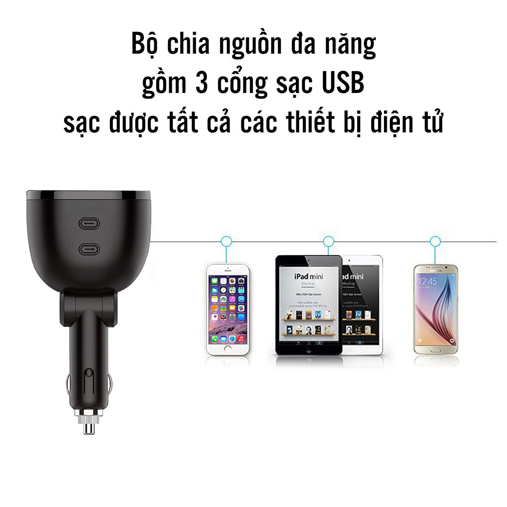 Tẩu sạc ô tô, xe hơi cao cấp đa năng HY16 - Hàng Chính Hãng