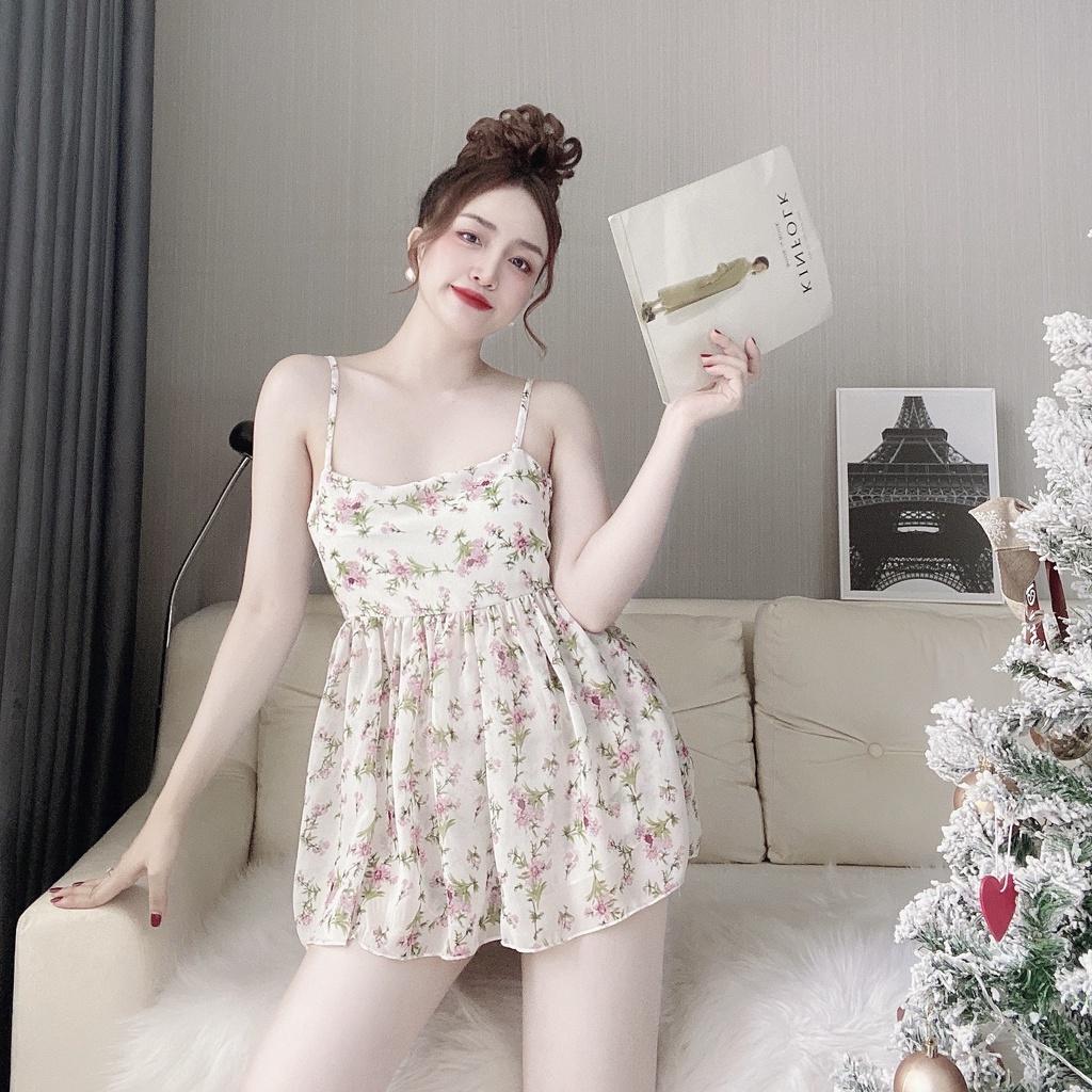 Đồ ngủ sexy nữSet đùi von cột dây sexy có mút ngực size 68kg trở lại