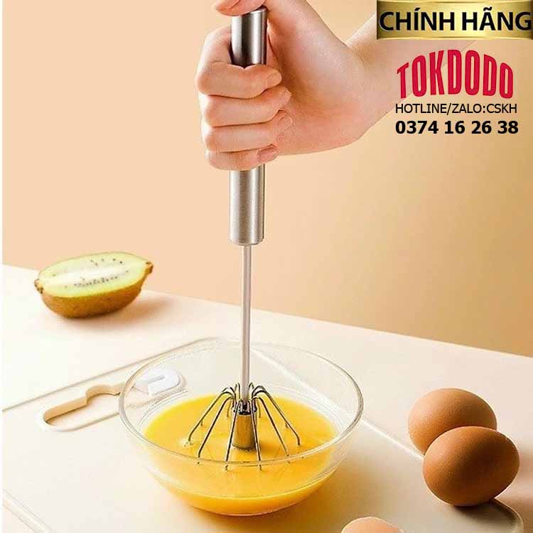 Cây Đánh Trứng Inox NHẤN XOAY TỰ ĐỘNG Chính Hãng TOKDODO