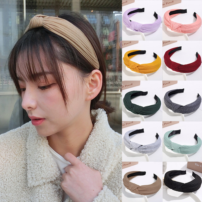Cài tóc băng đô nữ đẹp, bờm tóc trơn thun gân gọng nhựa phong cách Hàn Quốc nhiều màu - Mã CT004
