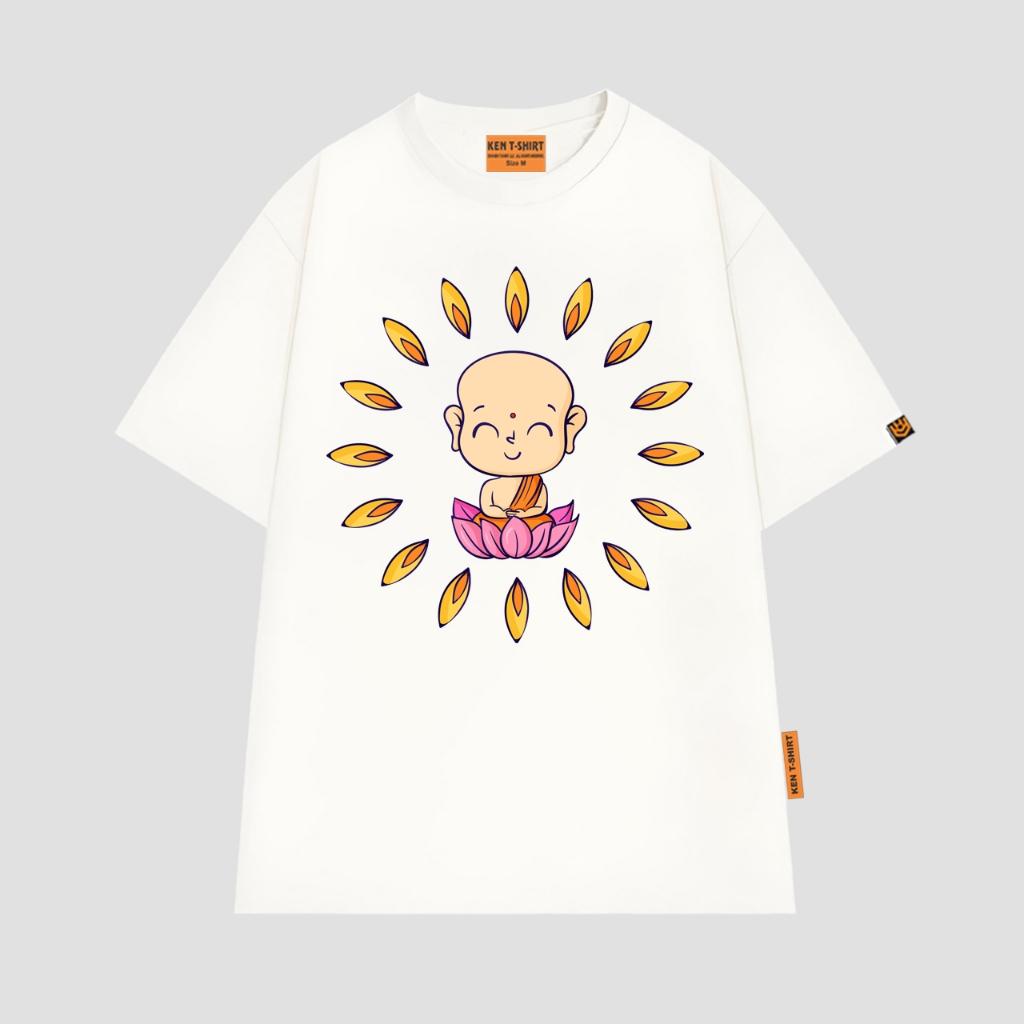 Áo thun in hình Giác giả mỉm cười phúc hậu và vầng hào quang Buddha shirt BND561