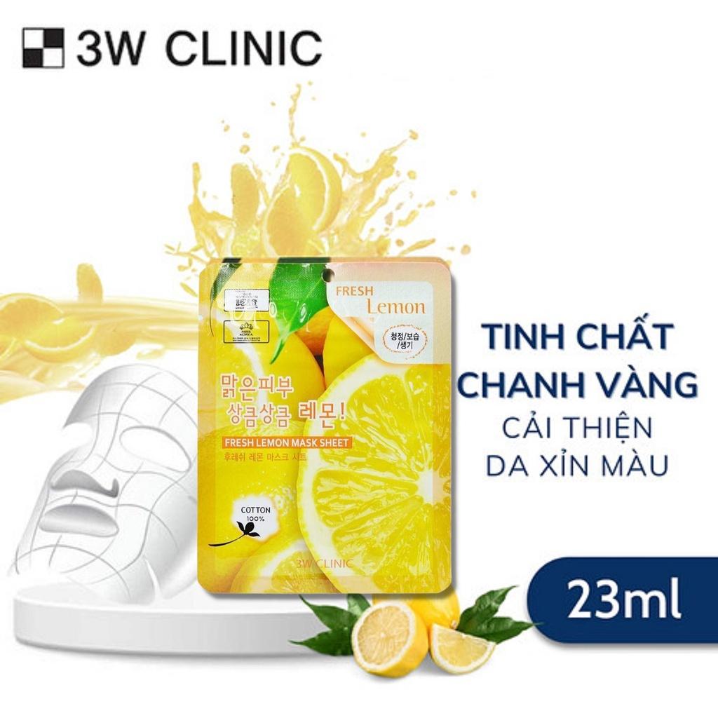 Combo 5 Mặt Nạ 3W Clinic Fresh Lemon Mask Sheet Chiết Xuất Từ Chanh 23ml/Miếng