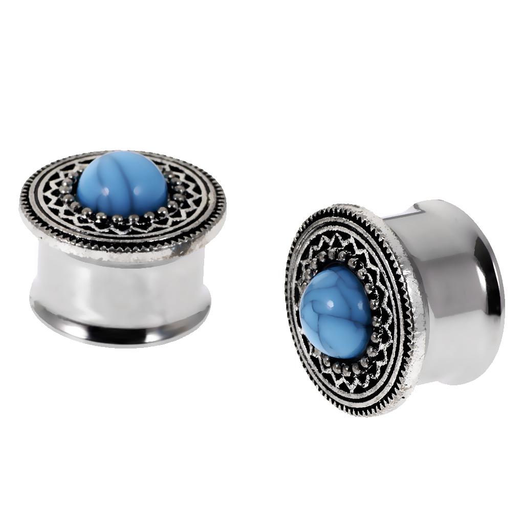 Ear Piercing Screw Fit Ear Stretcher Flesh Tunnel with Blue Turquoise