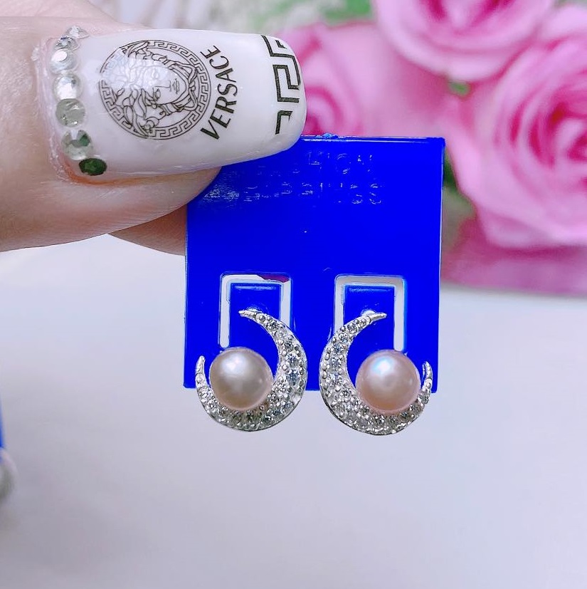 Bông tai bạc nụ trai chất liệu bạc s925 MS54a