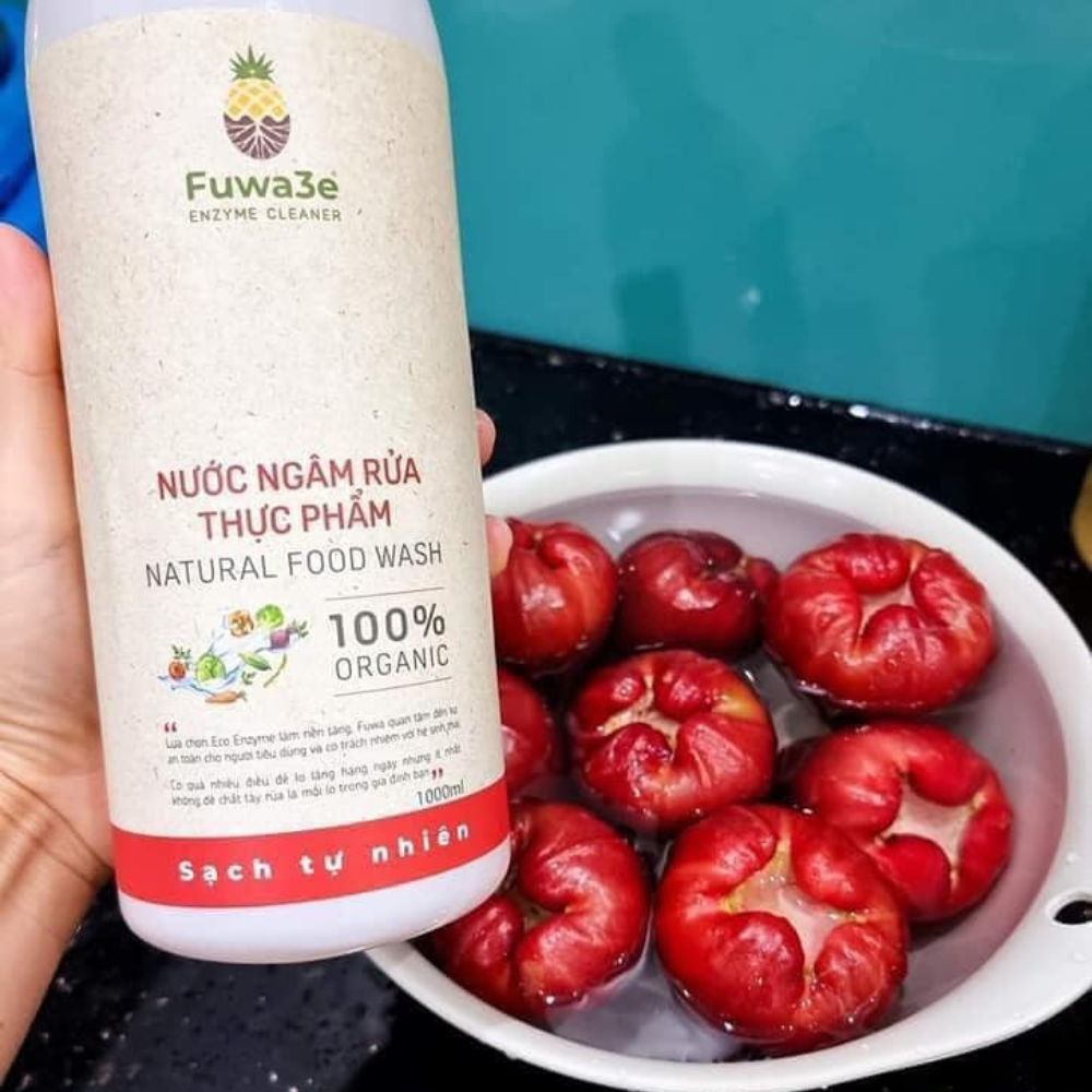 Nước ngâm rửa thực phẩm Fuwa3e hữu cơ organic khử mùi loại bỏ thuốc sâu chất bẩn 1L