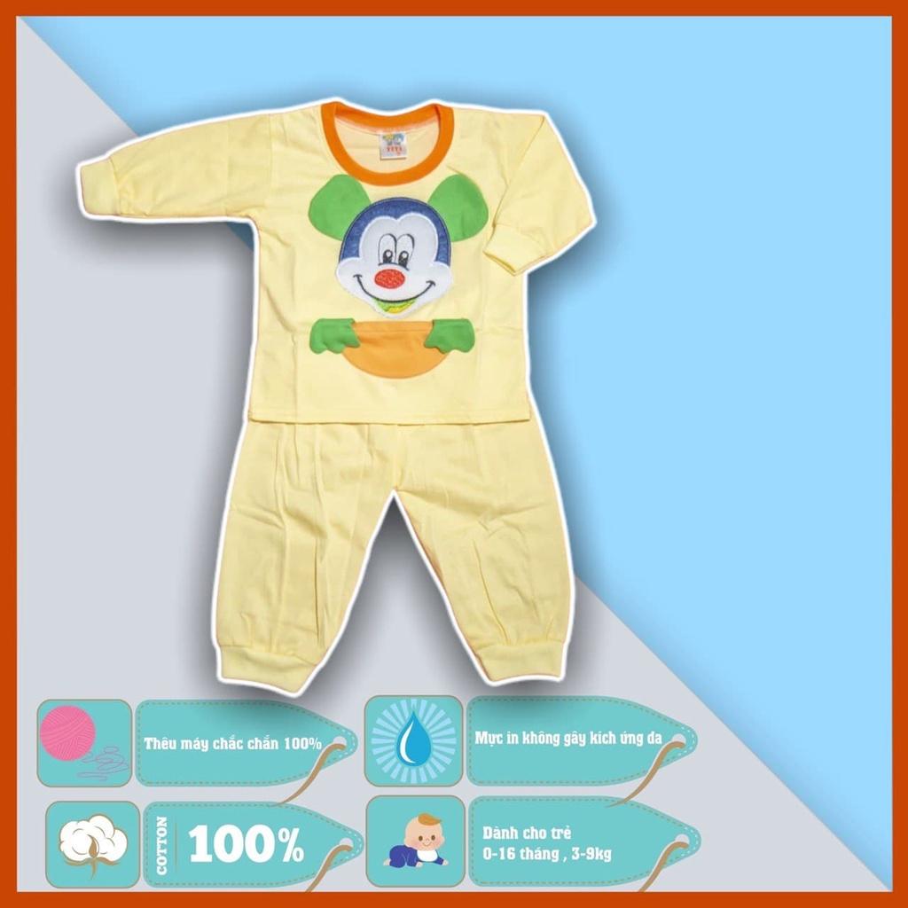 Set áo quần trẻ em sơ sinh HÀNG SẴN thêu chuột mickey - 5 màu - dành cho trẻ 3 - 9kg - cotton 100%