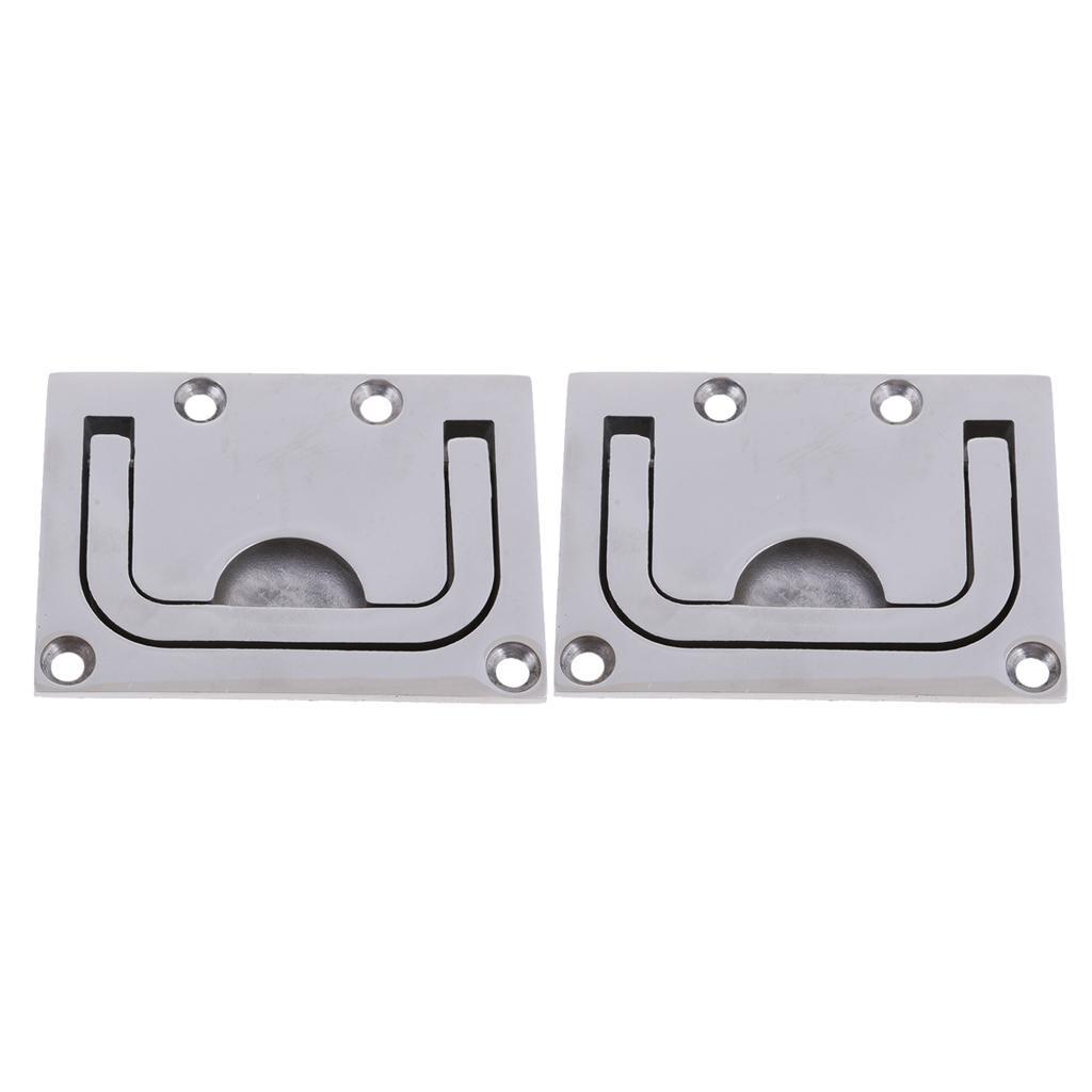 2pcs Marine Stainless Steel Flush Pull Handle Boat Hatch Lift 76 X 56mm